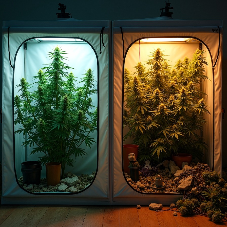 Veg vs Bloom: What Your Grow Tent Lights Say About You” Are you Team Blue or Team Orange? Peek inside two grow tents and learn how light spectrum affects vegging vs flowering. Because lighting isn’t just mood—it's mission critical.